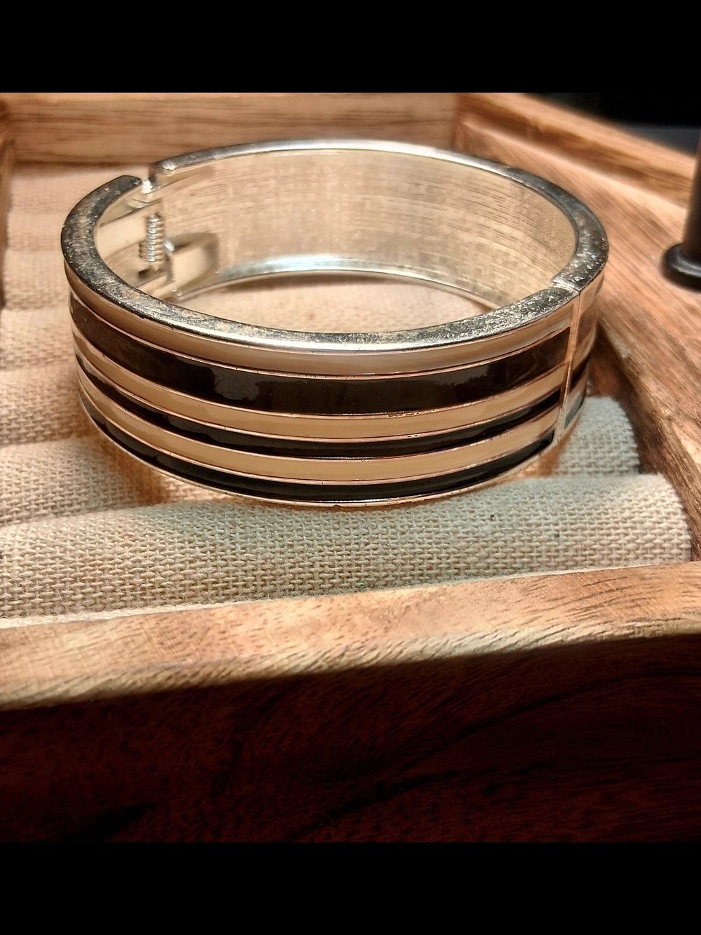 Silver and Black Bangle Bracelet